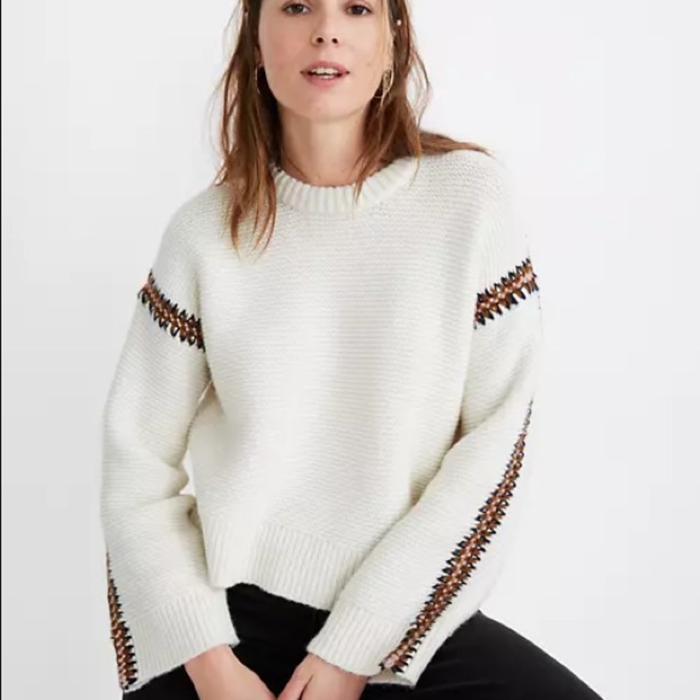 Madewell crochet-trim westford pullover sweater